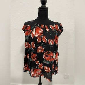 Black floral blouse